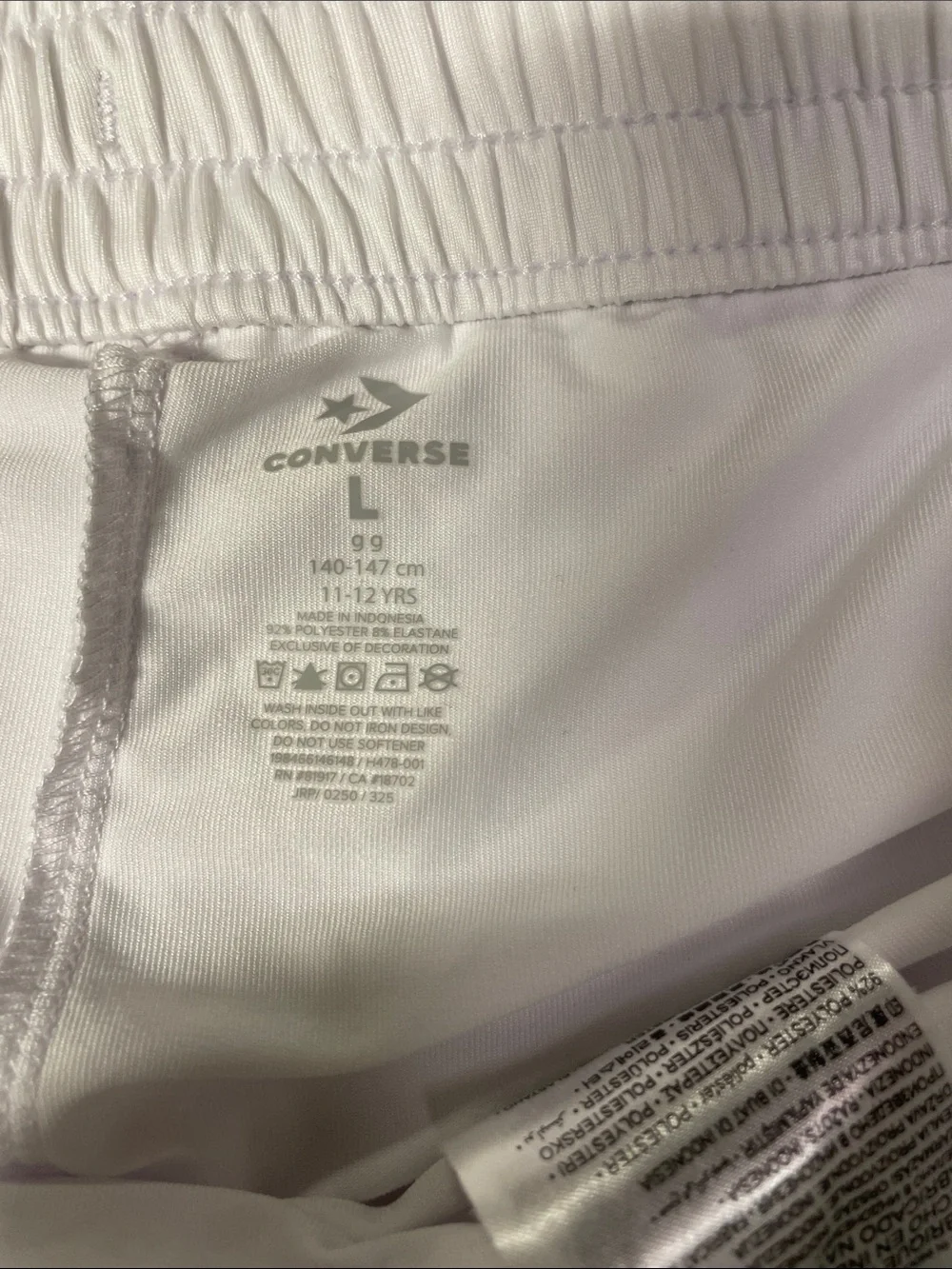 Converse Flowy White Elastic Waist Athletic Shorts Girls Size L (11-12) NWT